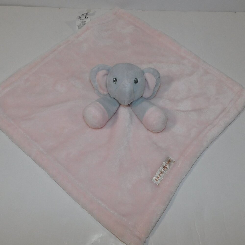 Blankets & Beyond Pink Gray Elephant Security Blanket Plush baby Lovey nunu